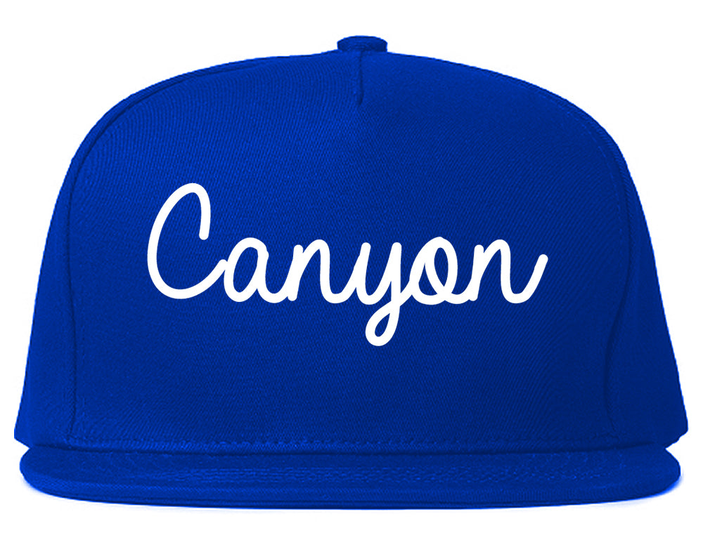 Canyon Texas TX Script Mens Snapback Hat Royal Blue