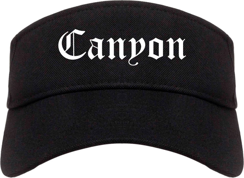 Canyon Texas TX Old English Mens Visor Cap Hat Black