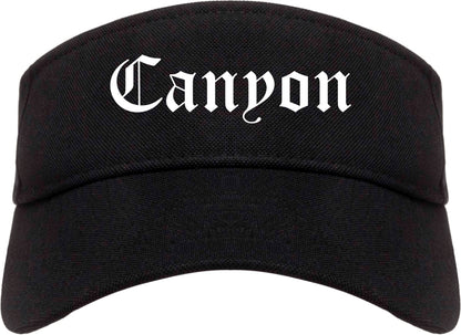 Canyon Texas TX Old English Mens Visor Cap Hat Black
