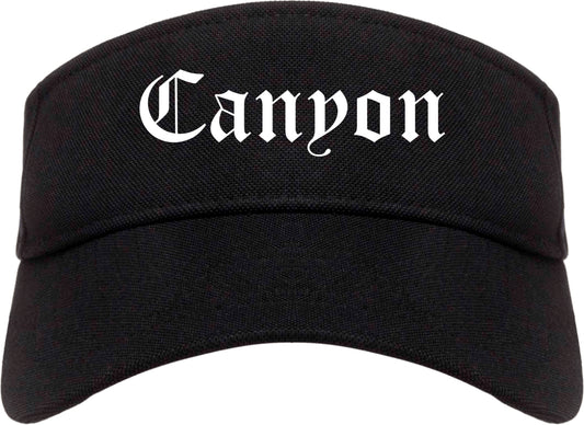 Canyon Texas TX Old English Mens Visor Cap Hat Black