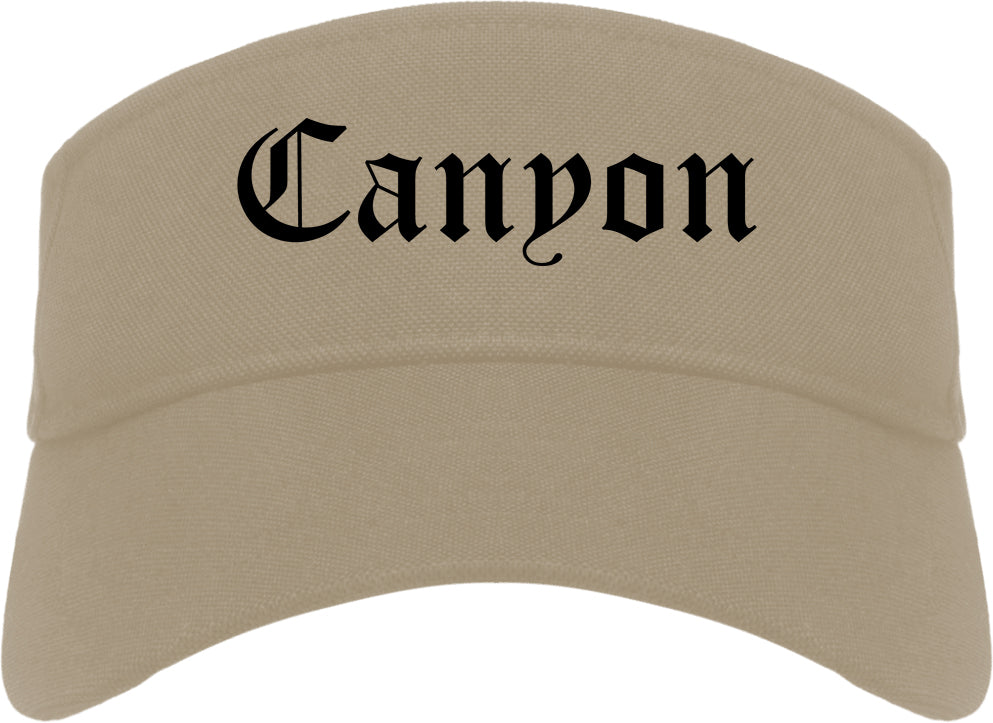 Canyon Texas TX Old English Mens Visor Cap Hat Khaki