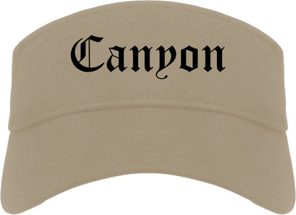 Canyon Texas TX Old English Mens Visor Cap Hat Khaki