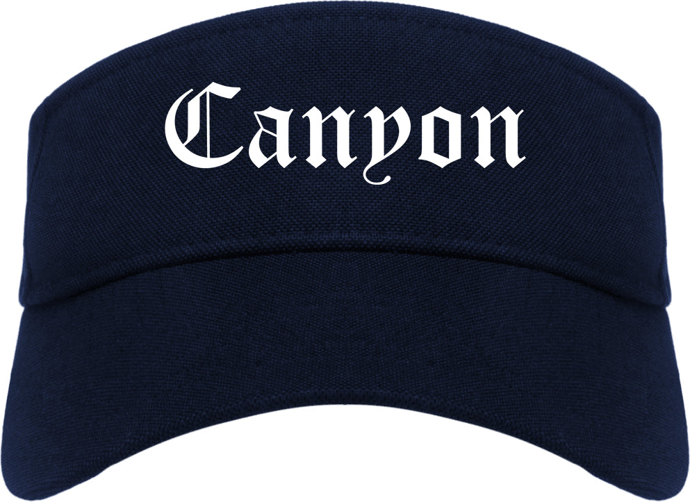 Canyon Texas TX Old English Mens Visor Cap Hat Navy Blue
