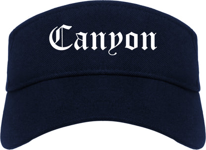 Canyon Texas TX Old English Mens Visor Cap Hat Navy Blue