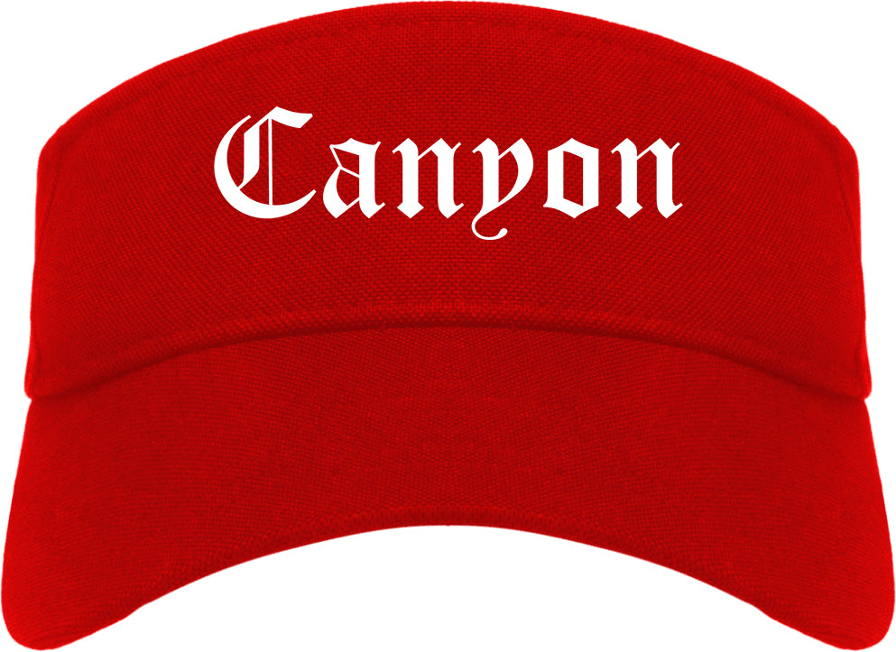 Canyon Texas TX Old English Mens Visor Cap Hat Red