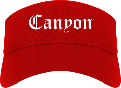 Canyon Texas TX Old English Mens Visor Cap Hat Red