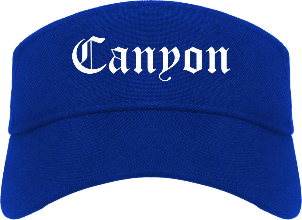 Canyon Texas TX Old English Mens Visor Cap Hat Royal Blue