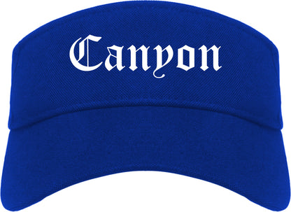 Canyon Texas TX Old English Mens Visor Cap Hat Royal Blue