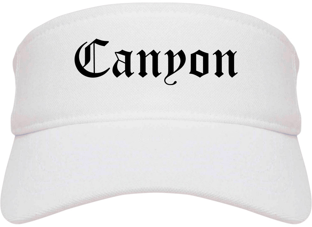 Canyon Texas TX Old English Mens Visor Cap Hat White