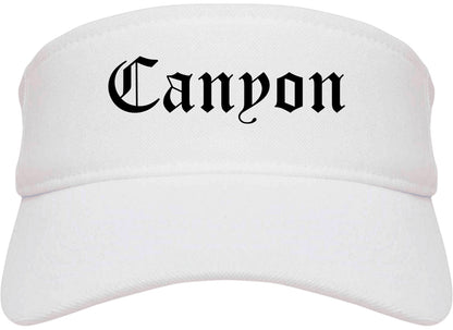 Canyon Texas TX Old English Mens Visor Cap Hat White