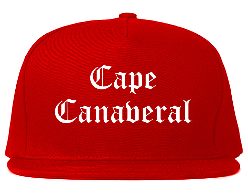Cape Canaveral Florida FL Old English Mens Snapback Hat Red