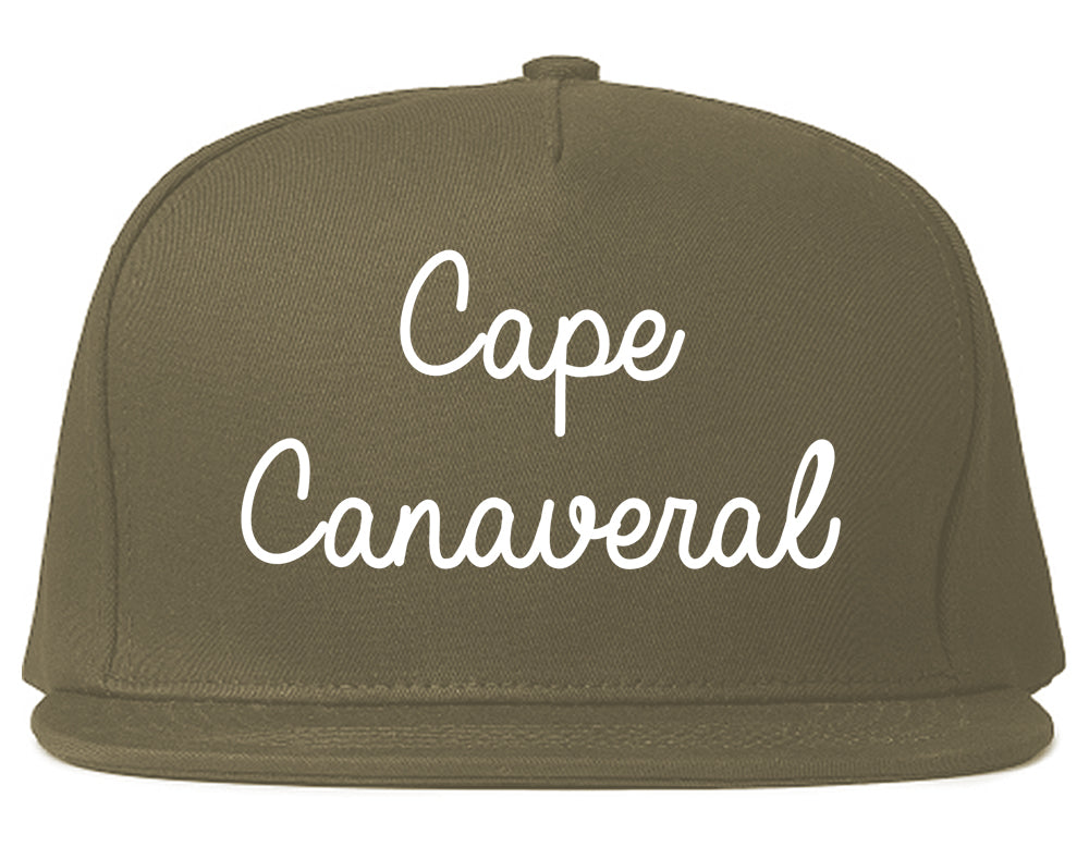 Cape Canaveral Florida FL Script Mens Snapback Hat Grey