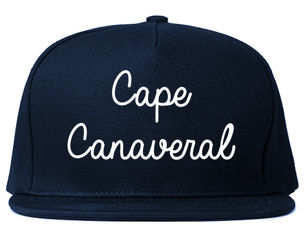 Cape Canaveral Florida FL Script Mens Snapback Hat Navy Blue