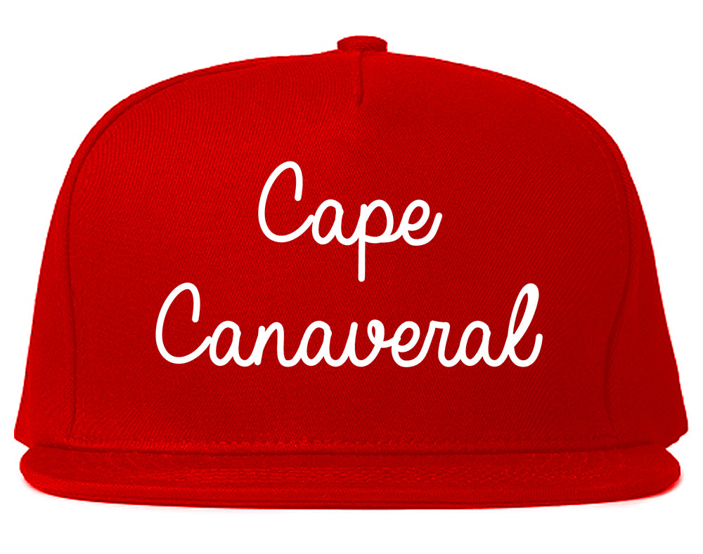 Cape Canaveral Florida FL Script Mens Snapback Hat Red