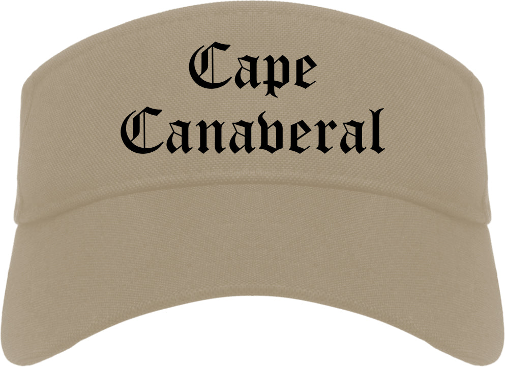 Cape Canaveral Florida FL Old English Mens Visor Cap Hat Khaki