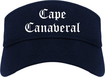 Cape Canaveral Florida FL Old English Mens Visor Cap Hat Navy Blue