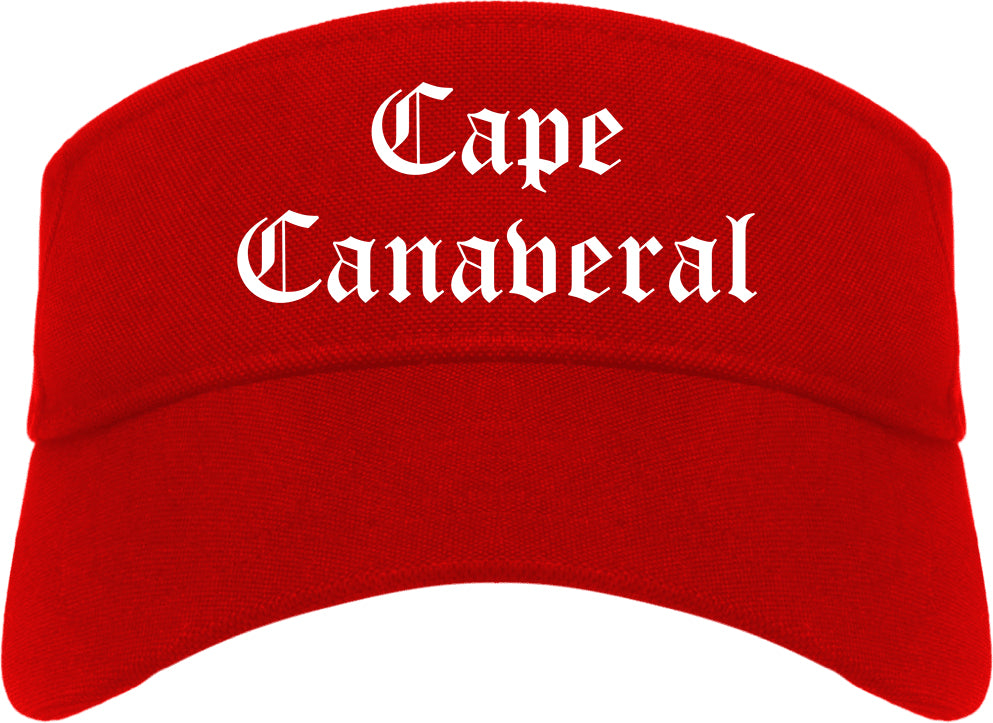 Cape Canaveral Florida FL Old English Mens Visor Cap Hat Red
