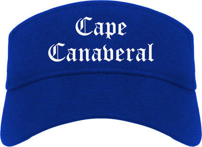 Cape Canaveral Florida FL Old English Mens Visor Cap Hat Royal Blue