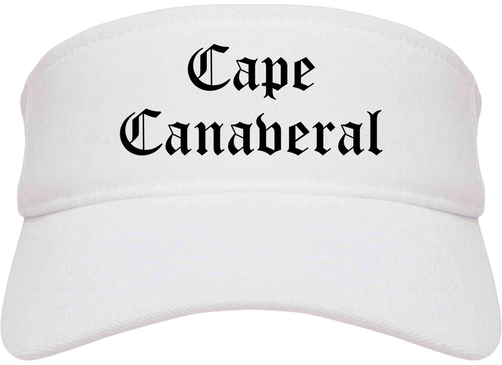 Cape Canaveral Florida FL Old English Mens Visor Cap Hat White