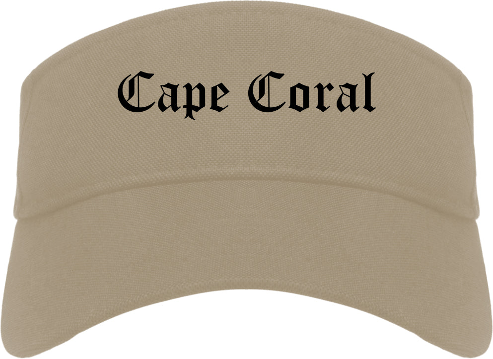 Cape Coral Florida FL Old English Mens Visor Cap Hat Khaki