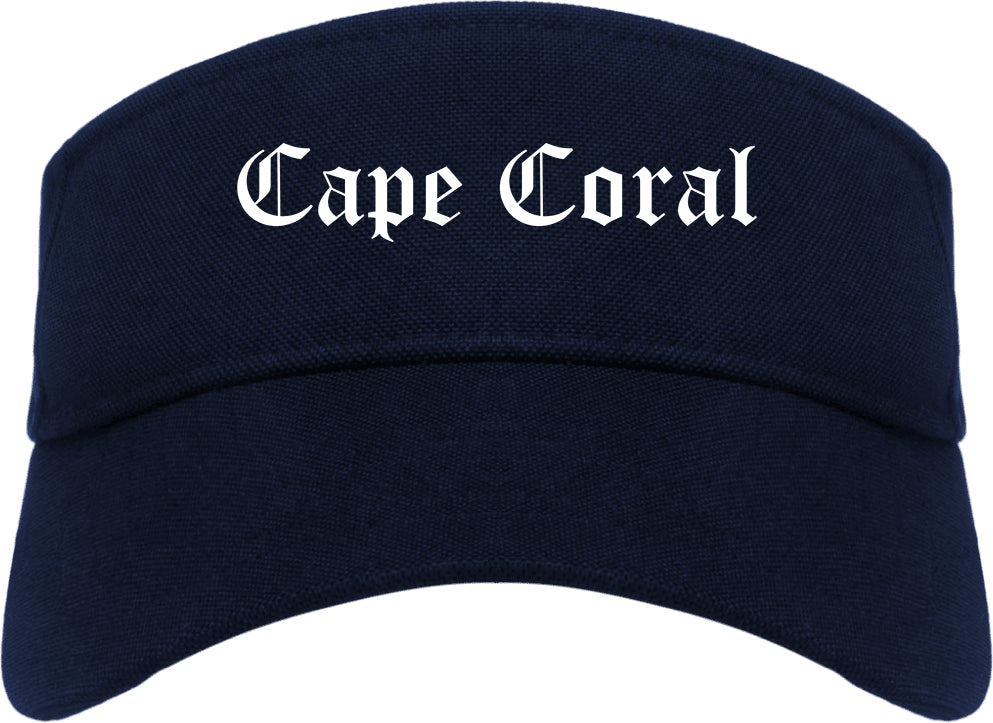 Cape Coral Florida FL Old English Mens Visor Cap Hat Navy Blue