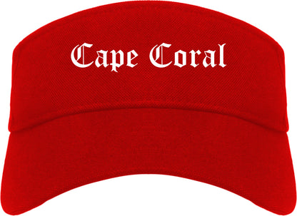 Cape Coral Florida FL Old English Mens Visor Cap Hat Red