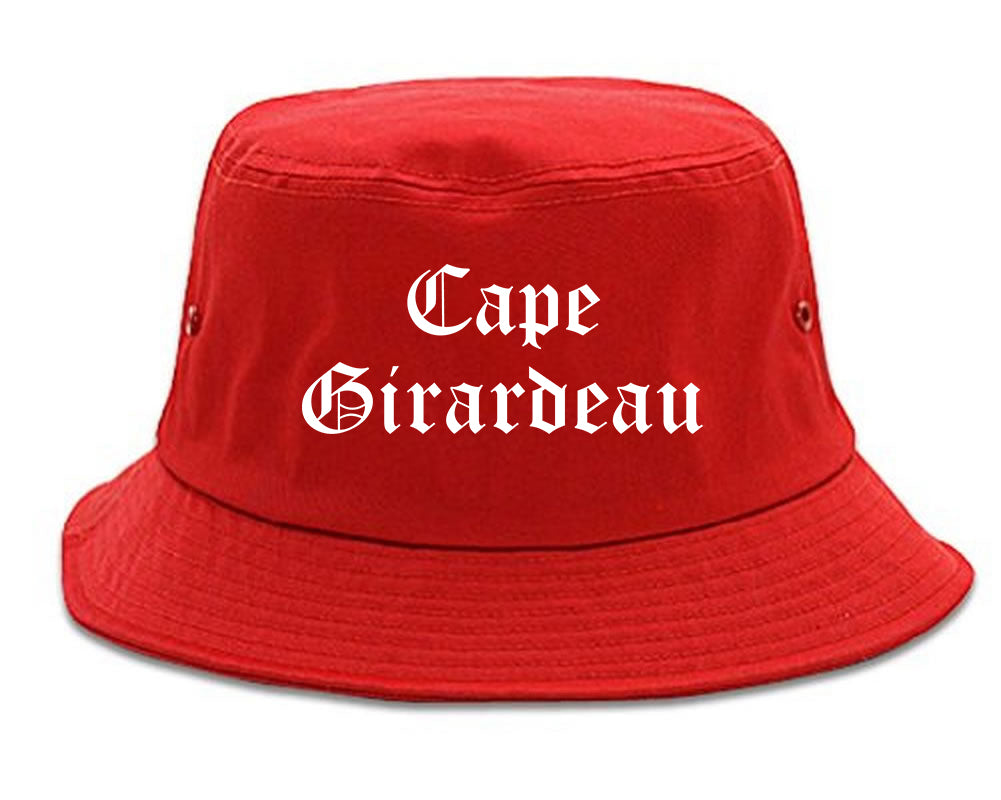 Cape Girardeau Missouri MO Old English Mens Bucket Hat Red