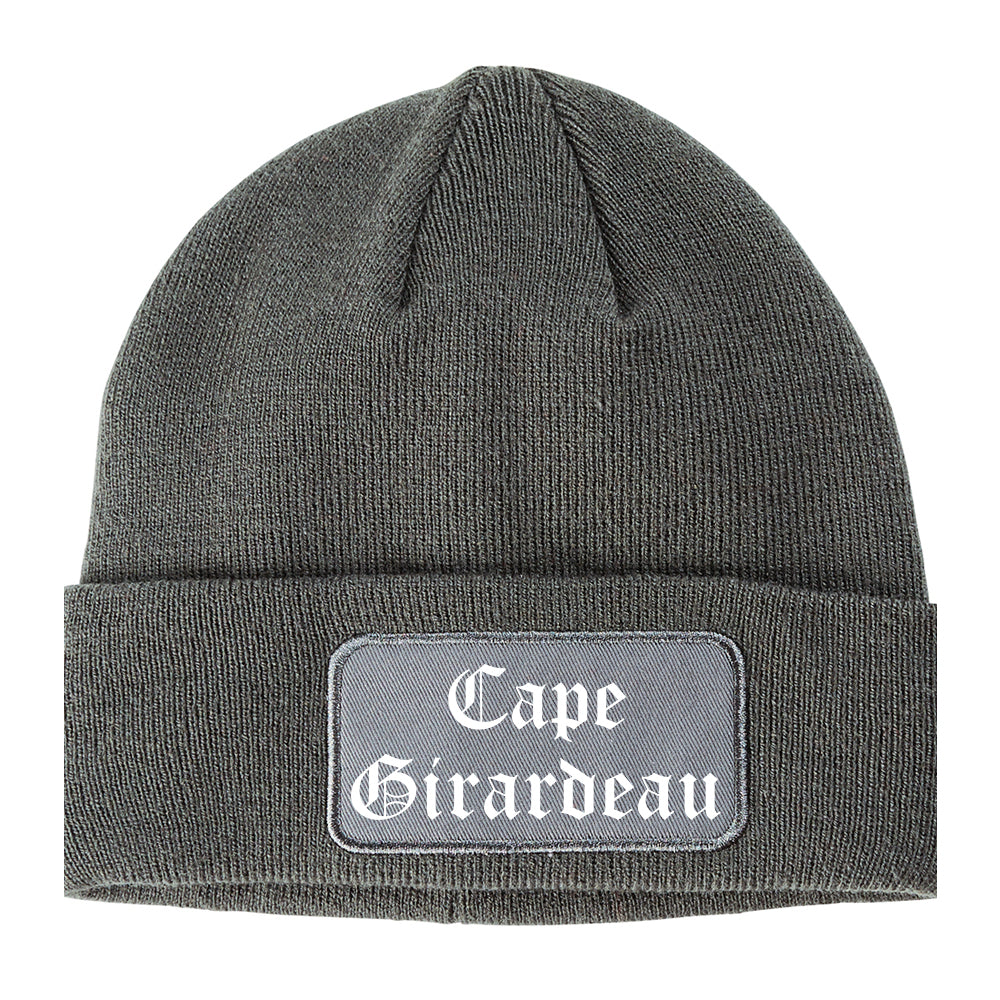 Cape Girardeau Missouri MO Old English Mens Knit Beanie Hat Cap Grey