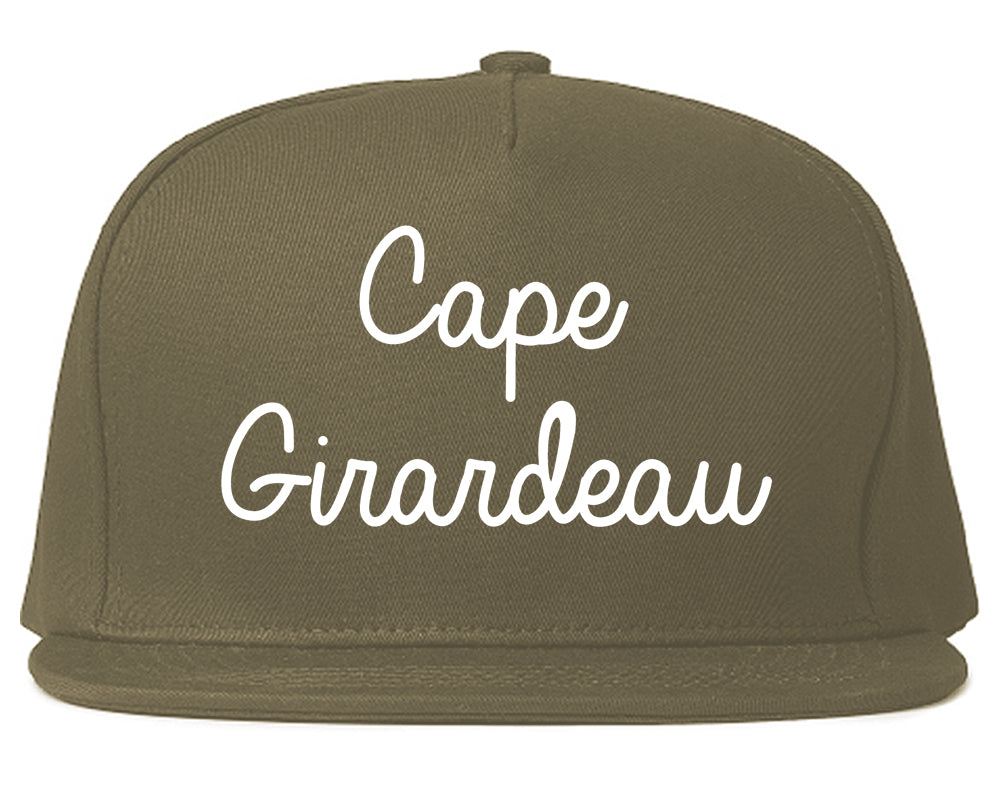 Cape Girardeau Missouri MO Script Mens Snapback Hat Grey