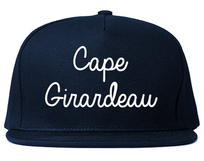 Cape Girardeau Missouri MO Script Mens Snapback Hat Navy Blue
