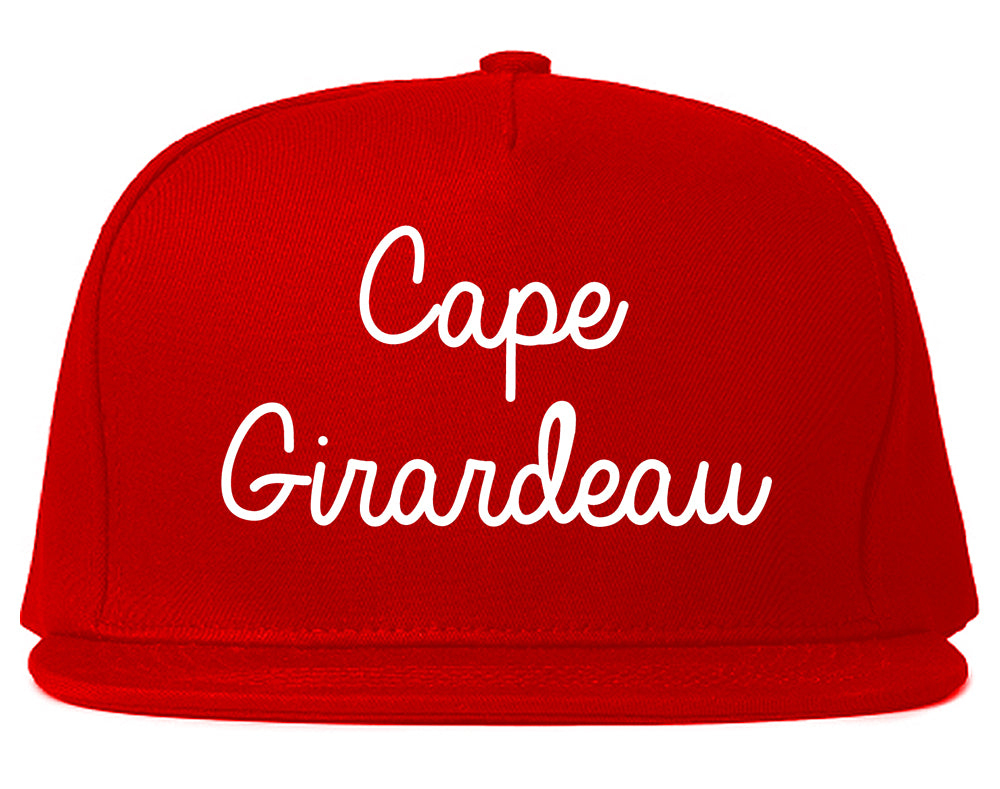 Cape Girardeau Missouri MO Script Mens Snapback Hat Red