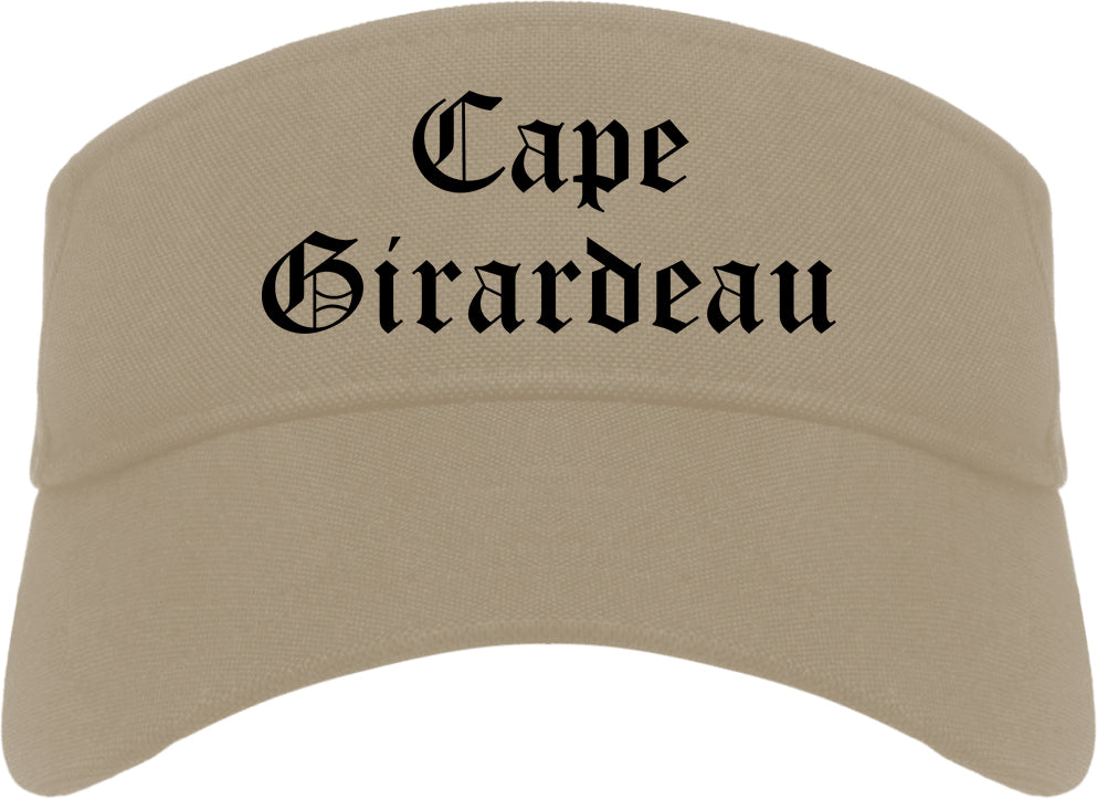 Cape Girardeau Missouri MO Old English Mens Visor Cap Hat Khaki