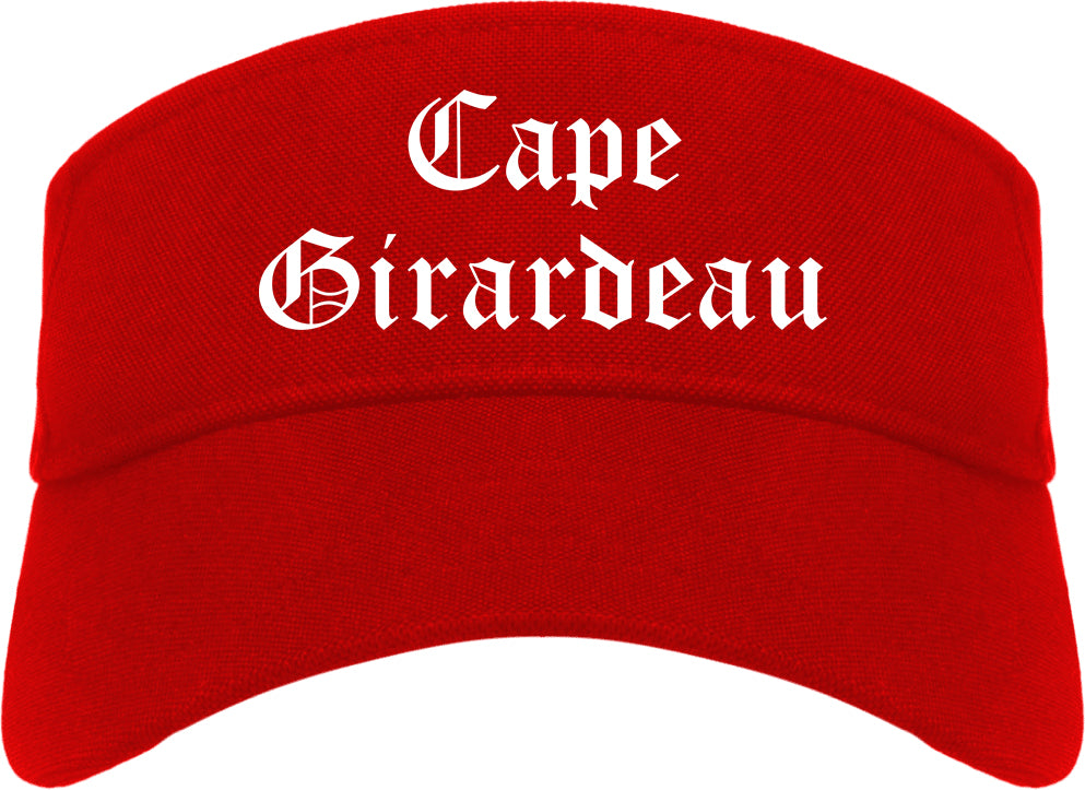 Cape Girardeau Missouri MO Old English Mens Visor Cap Hat Red