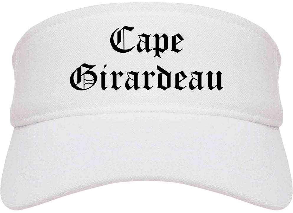 Cape Girardeau Missouri MO Old English Mens Visor Cap Hat White
