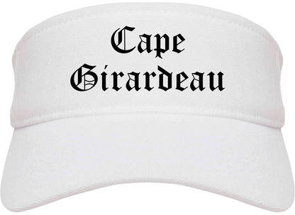 Cape Girardeau Missouri MO Old English Mens Visor Cap Hat White