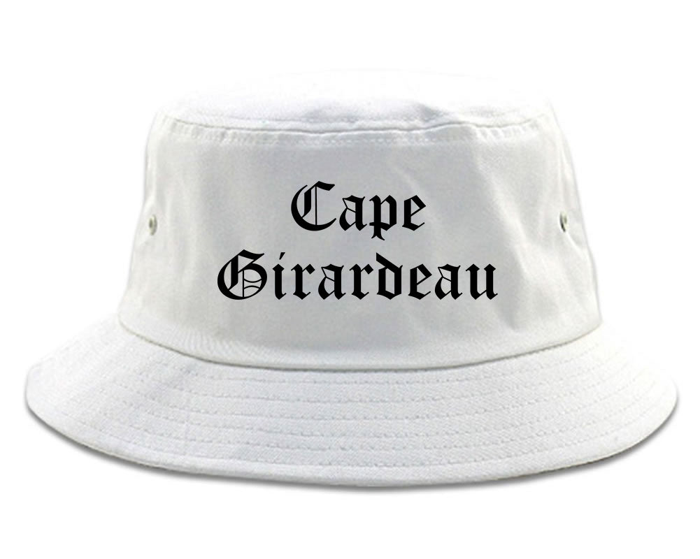 Cape Girardeau Missouri MO Old English Mens Bucket Hat White