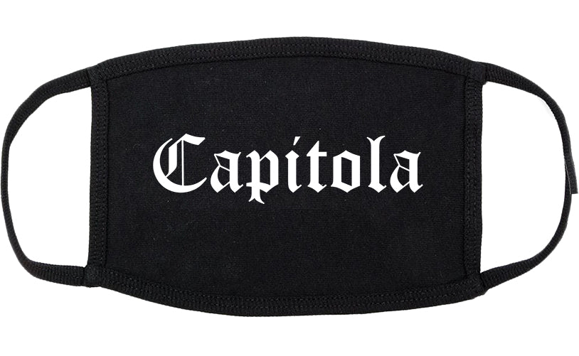 Capitola California CA Old English Cotton Face Mask Black