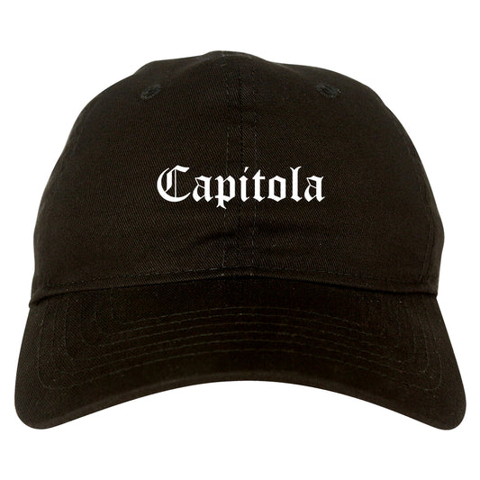 Capitola California CA Old English Mens Dad Hat Baseball Cap Black