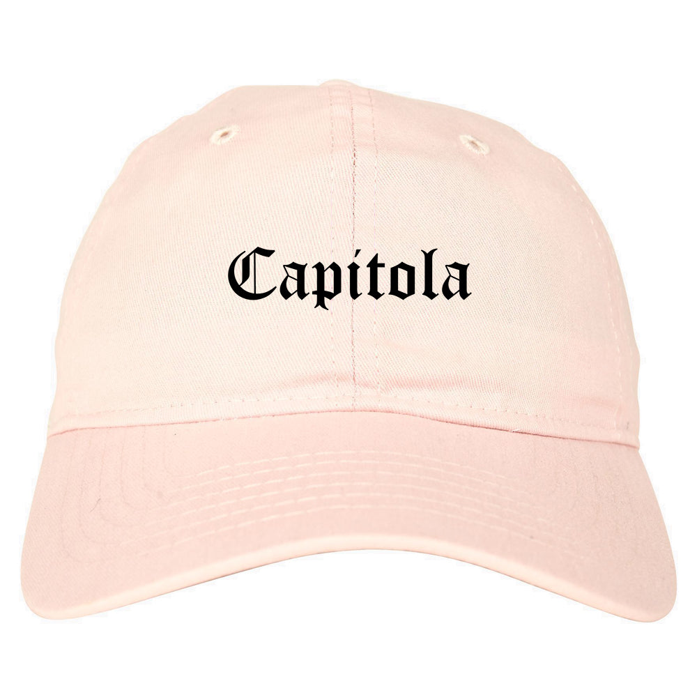 Capitola California CA Old English Mens Dad Hat Baseball Cap Pink