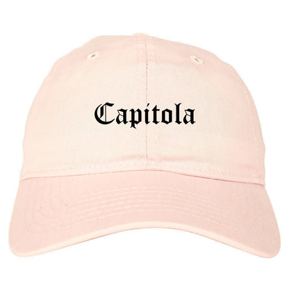 Capitola California CA Old English Mens Dad Hat Baseball Cap Pink