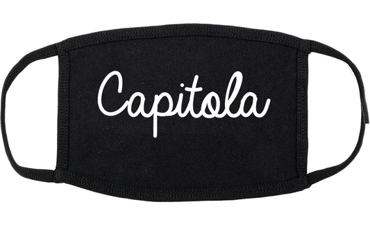 Capitola California CA Script Cotton Face Mask Black