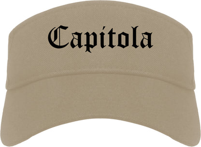 Capitola California CA Old English Mens Visor Cap Hat Khaki