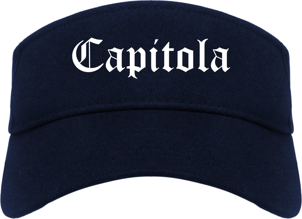 Capitola California CA Old English Mens Visor Cap Hat Navy Blue