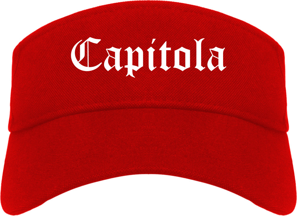 Capitola California CA Old English Mens Visor Cap Hat Red