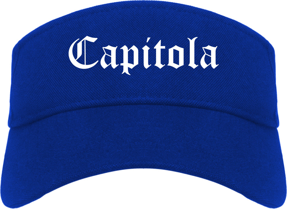 Capitola California CA Old English Mens Visor Cap Hat Royal Blue