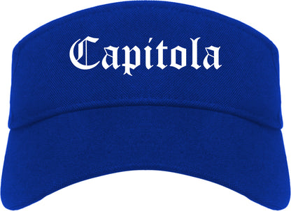 Capitola California CA Old English Mens Visor Cap Hat Royal Blue