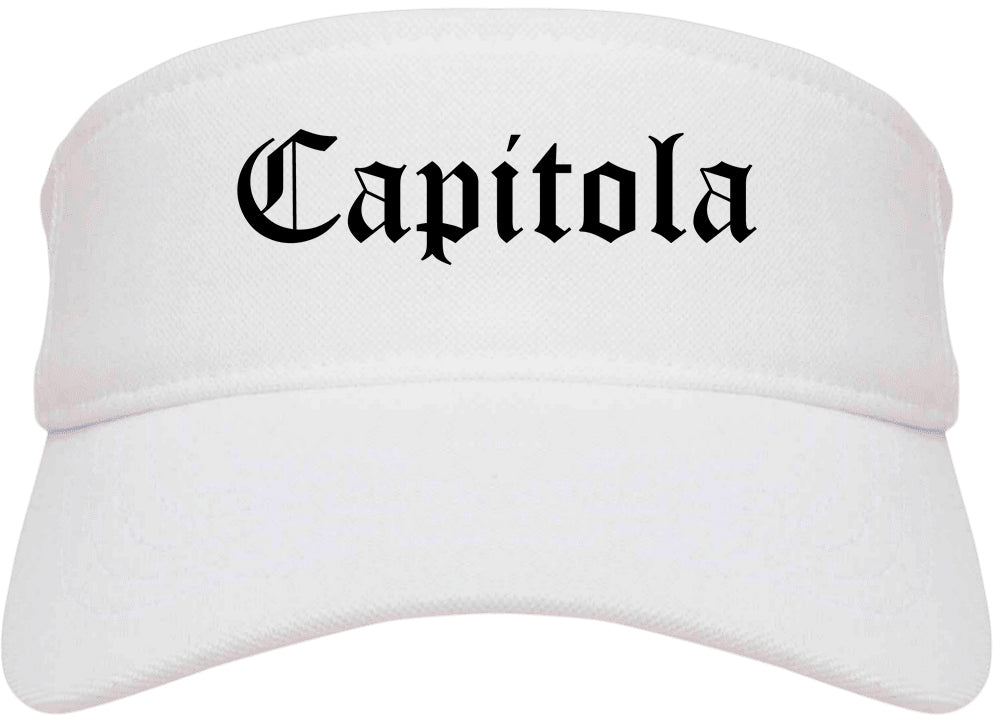 Capitola California CA Old English Mens Visor Cap Hat White