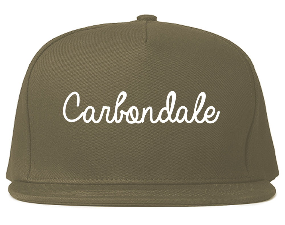 Carbondale Illinois IL Script Mens Snapback Hat Grey