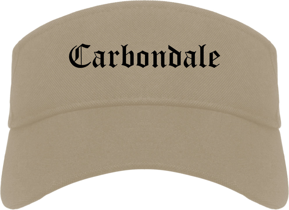 Carbondale Illinois IL Old English Mens Visor Cap Hat Khaki