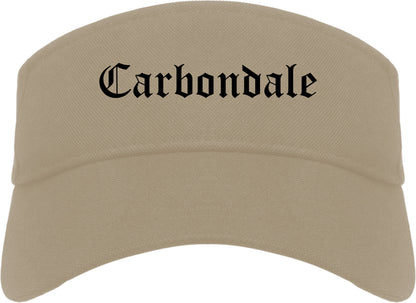 Carbondale Illinois IL Old English Mens Visor Cap Hat Khaki